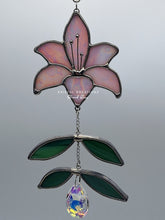 Load image into Gallery viewer, Lily Stained Glass Suncatcher with Crystal