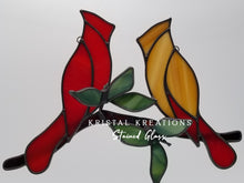 Load image into Gallery viewer, Cardinal Pair Stained Glass Suncatcher