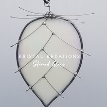 Load image into Gallery viewer, Snowy Pinecone Stained Glass Ornament