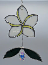 Load image into Gallery viewer, Plumeria Stained Glass Suncatcher with Crystal
