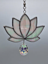 Load image into Gallery viewer, Lotus Flower Stained Glass Suncatcher with Crystal
