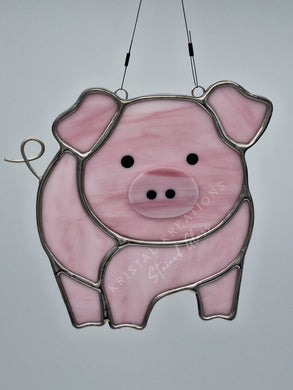 Pig Stained Glass Suncatcher