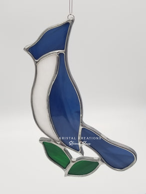 Blue Jay Stained Glass Suncatcher