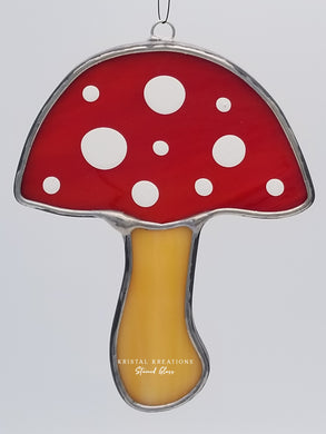 Spotted Mushroom Stained Glass Suncatcher