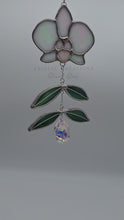 Load and play video in Gallery viewer, Orchid Stained Glass Suncatcher with Crystal
