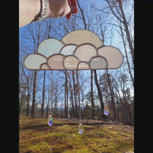 Load and play video in Gallery viewer, Stained Glass Suncatcher Cloud with Crystal Raindrops
