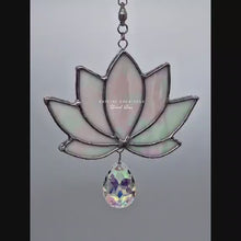 Load and play video in Gallery viewer, Lotus Flower Stained Glass Suncatcher with Crystal
