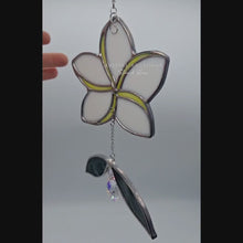 Load and play video in Gallery viewer, Plumeria Stained Glass Suncatcher with Crystal
