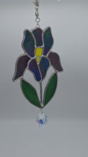 Load and play video in Gallery viewer, Iris Stained Glass Suncatcher with Crystal
