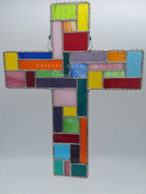 Load image into Gallery viewer, Coat of Many Colors Cross Suncatcher
