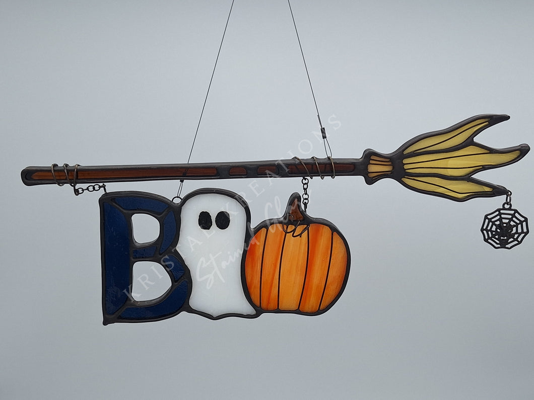 Witches Broom BOO Sign Suncatcher