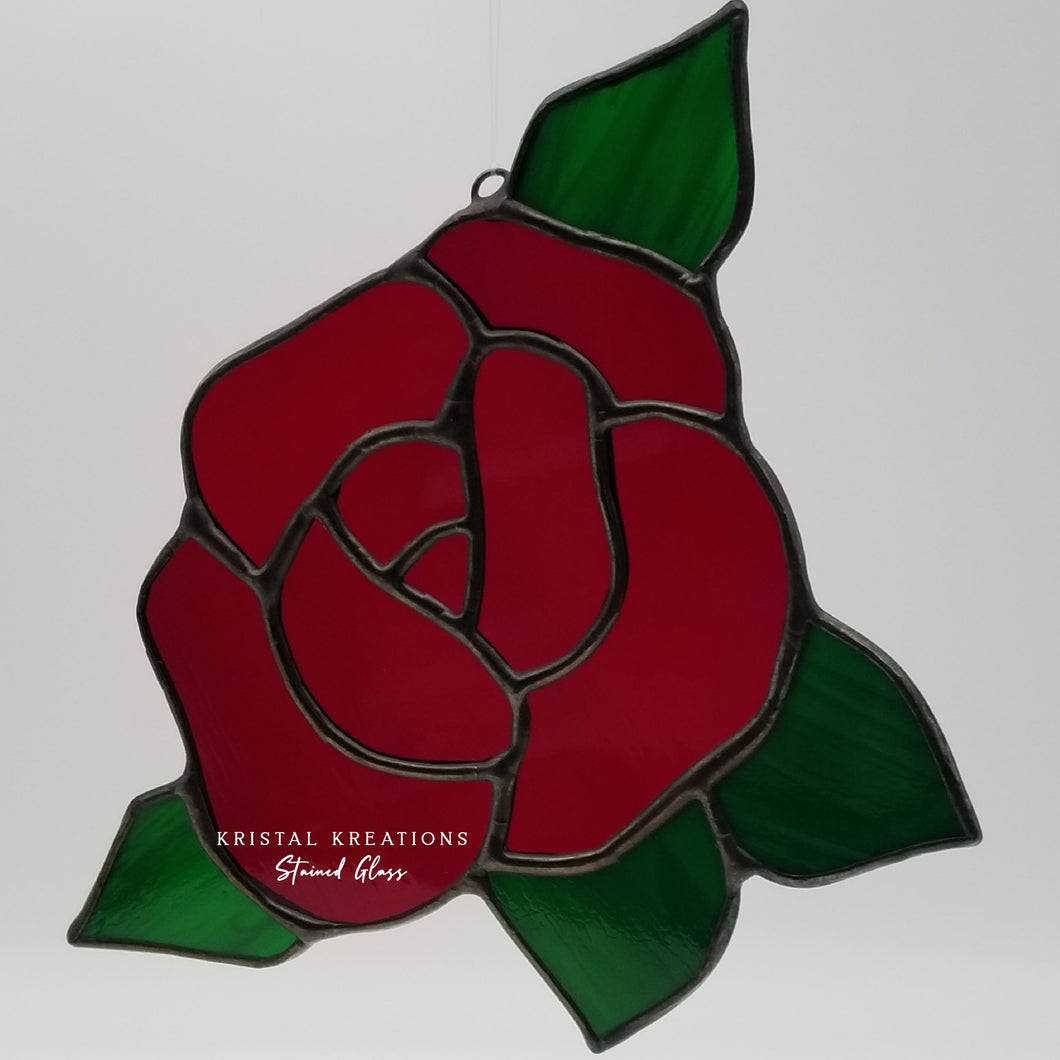 Rose Stained Glass Suncatcher