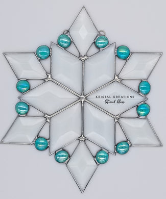 Bevel Snowflake Stained Glass Suncatcher