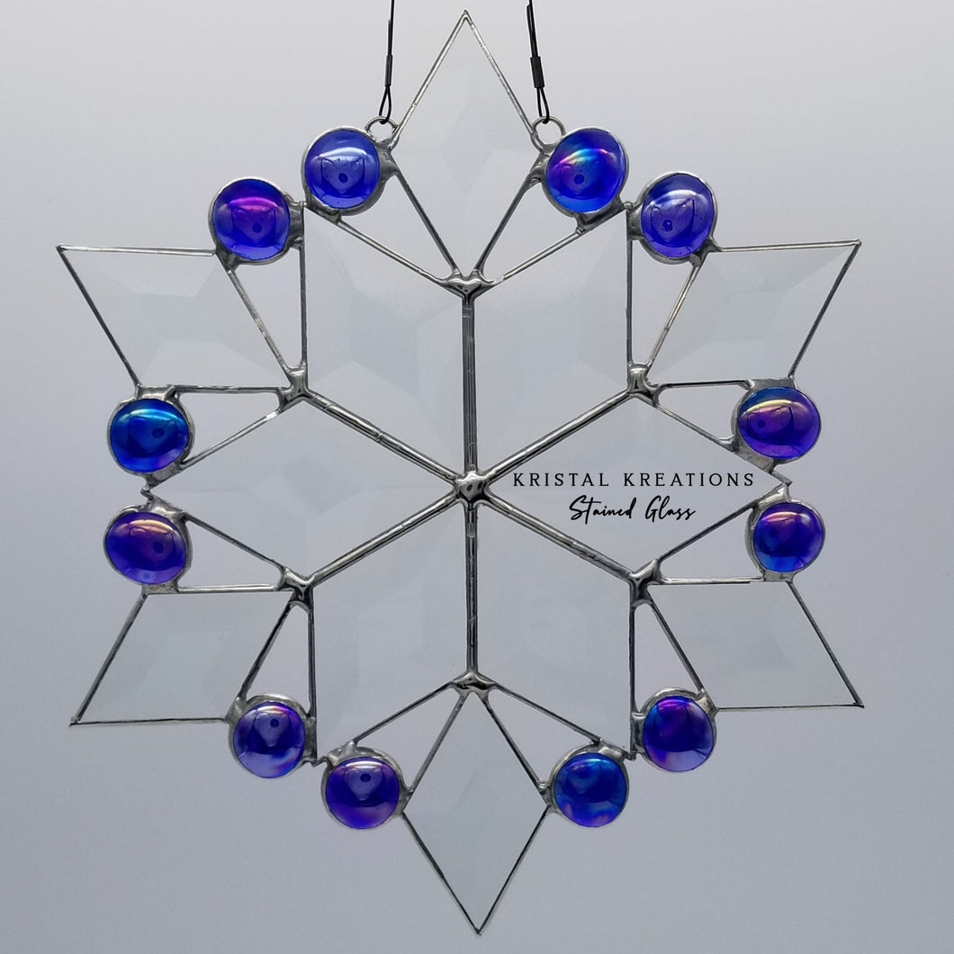 Bevel Snowflake Stained Glass Suncatcher