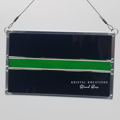 Thin Green Line Stained Glass Suncatcher