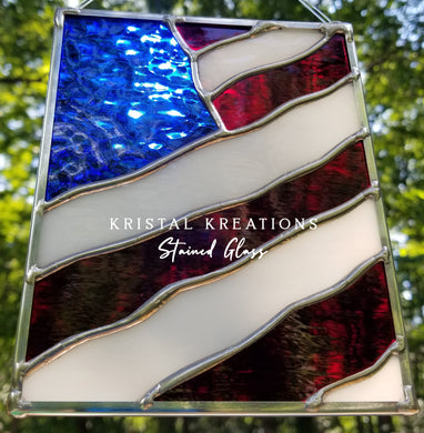 American Flag Stained Glass Suncatcher