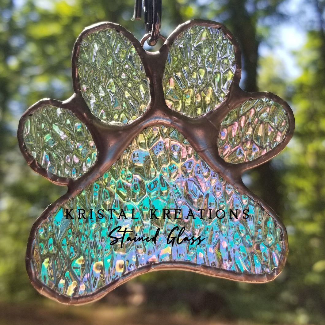 Paw Print Stained Glass Suncatcher