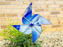 Load image into Gallery viewer, Pinwheel Stained Glass Garden Stake
