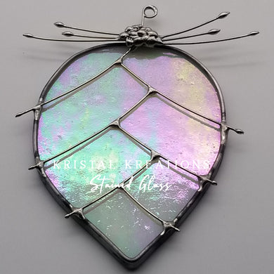 Snowy Pinecone Stained Glass Ornament