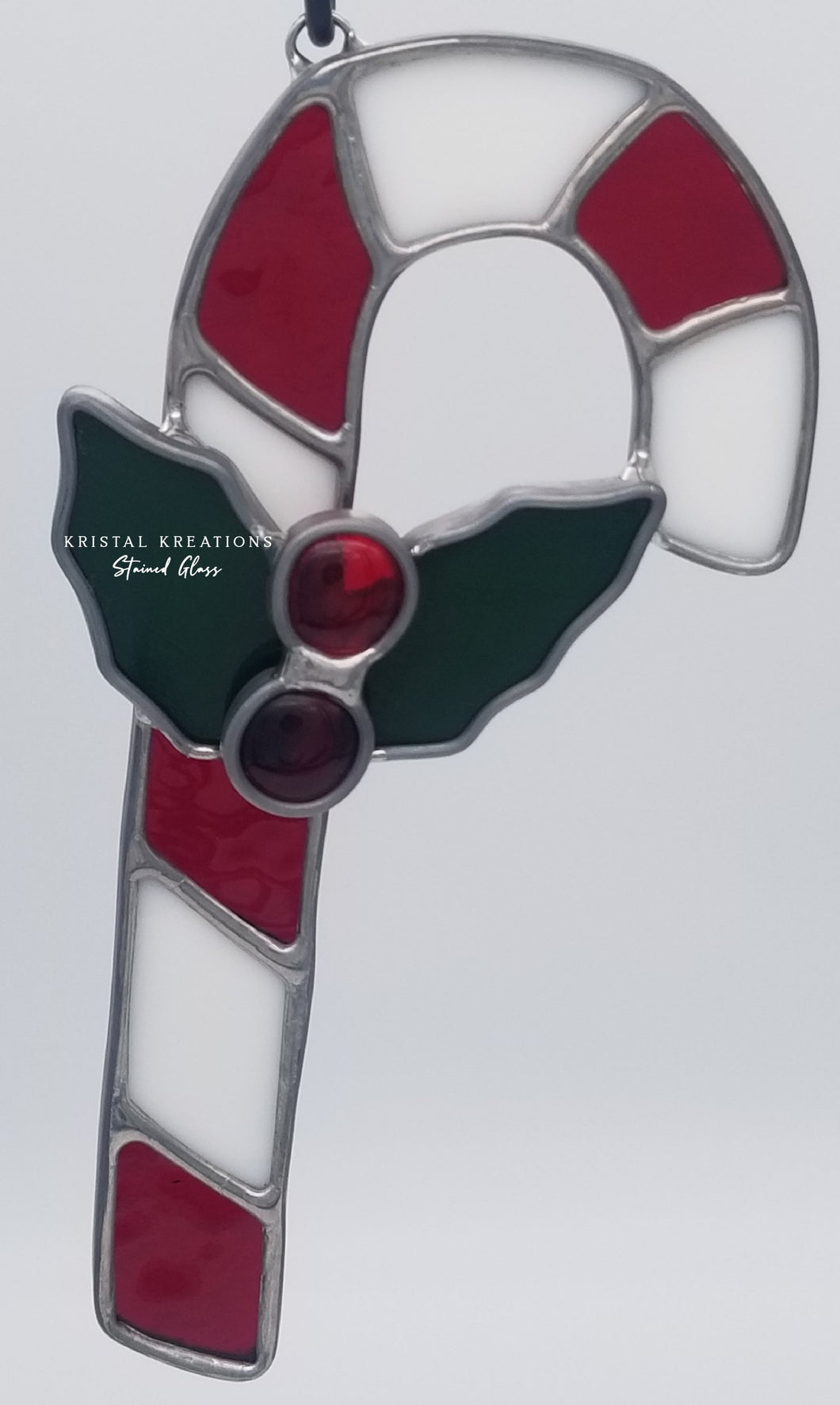 Candy Cane Stained Glass Ornament