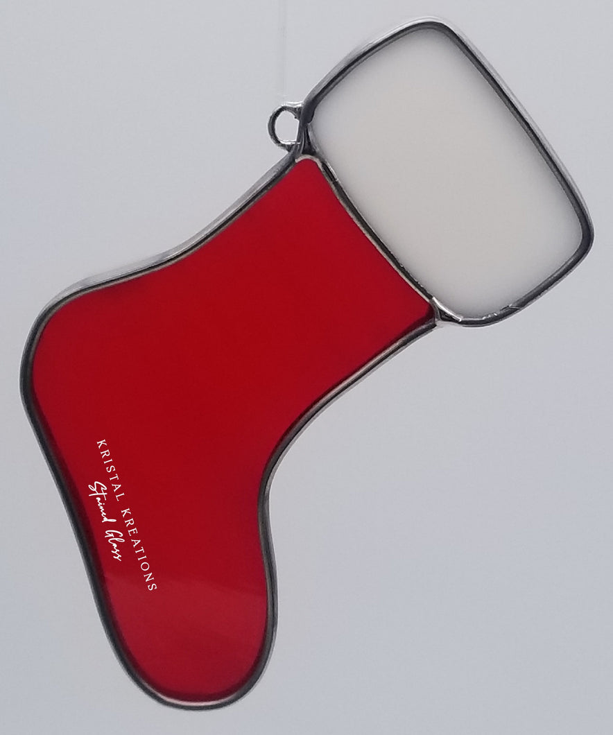 Stocking Stained Glass Ornament 