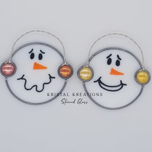 Load image into Gallery viewer, Stained Glass Snowman Face Ornaments
