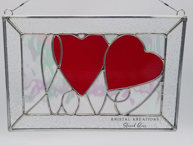 Two Hearts, One Love Mini Stained Glass Panel