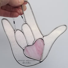 Load image into Gallery viewer, &quot;I Love You&quot; ASL Hand Stained Glass Suncatcher
