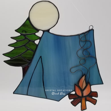 Camp Scene Stained Glass Suncatcher